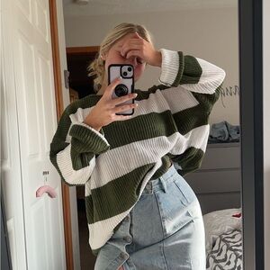 Striped Green and White Sweater